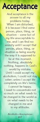 Alcoholics Anonymous Acceptance Bookmark-Set of 5 Fully Laminated Bookmarks-Sobriety Gifts