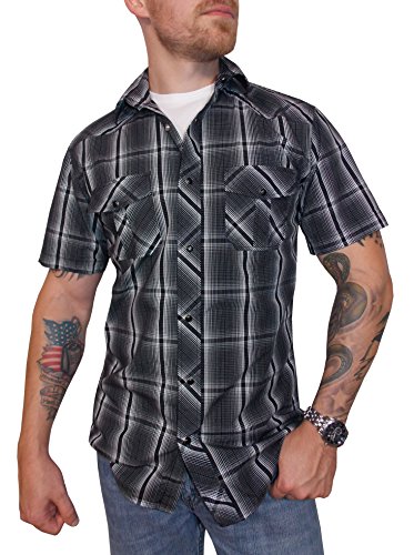 Stage Threads Men's Casual Pearl Snap Rock Shirt Short Sleeve