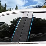 FFIHTY B Pillar Trim Fit for Ford F150 2015-2021 (Without Key Code Opening) Car Door Window Pillar C-Pillar Trim Anti-Scratch 4 pcs - Carbon Fiber