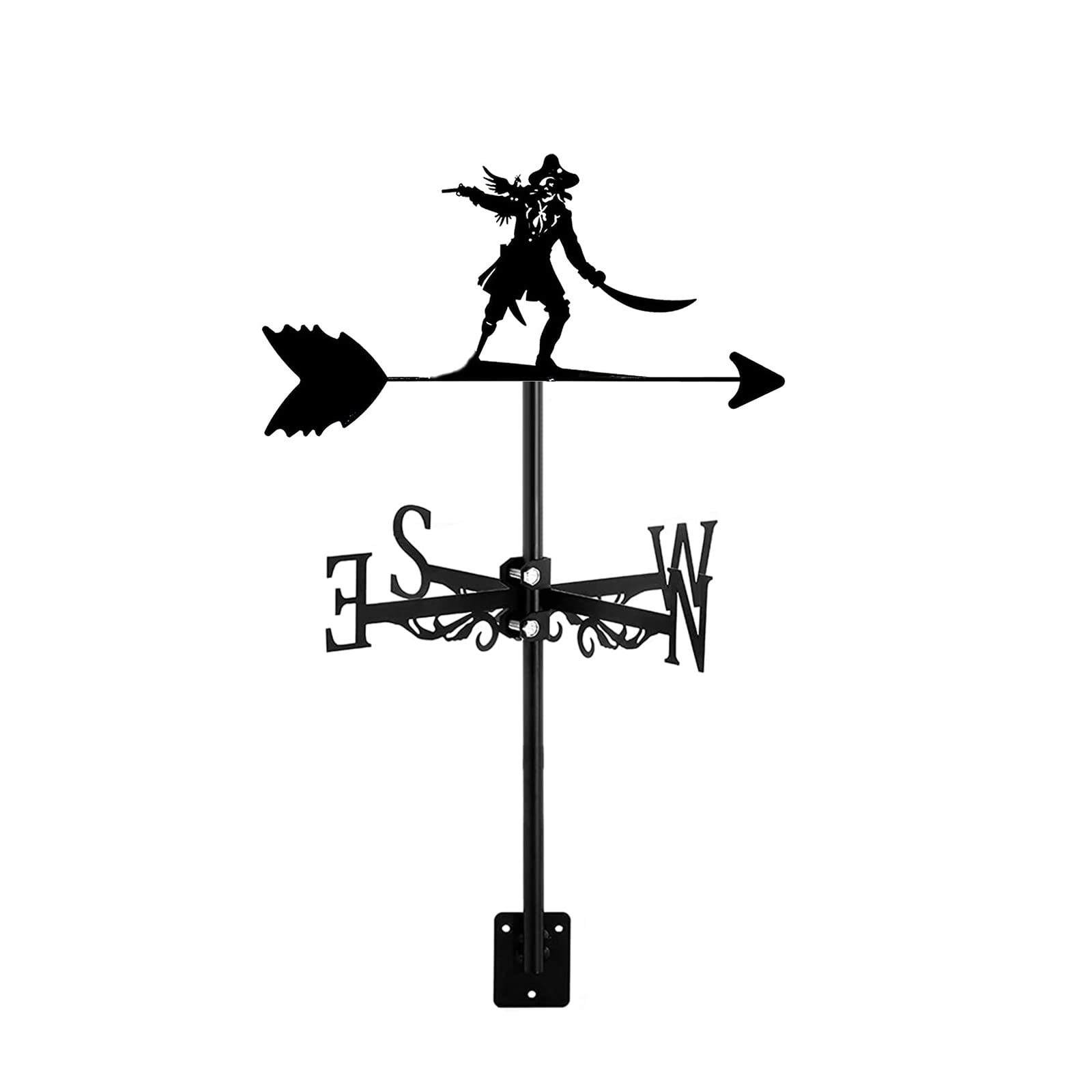 Girouette en métal avec support de toit, outil de mesure de direction pour jardin et cour