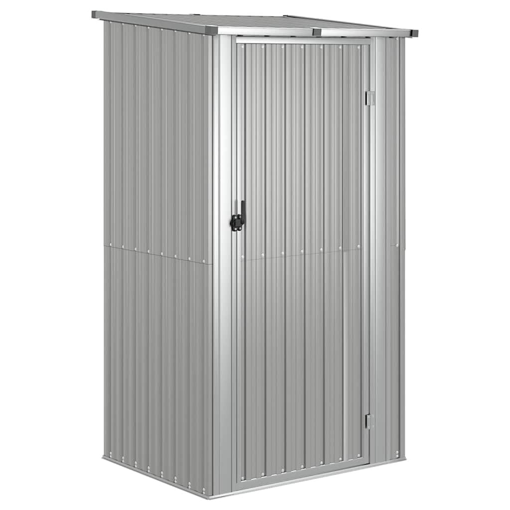 vidaXL Cobertizo de Jardín Cabaña Troncos Armario Herramientas Almacenamiento Exterior Patio Aire Libre Acero Galvanizado Gris 118,5x97x209,5 cm