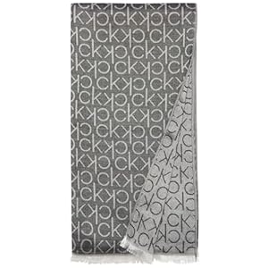 Calvin Klein Womens Monogram Logo Pashmina With Eyelash Fringe