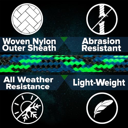 Paracord Planet Corda de nylon para artesanato de 124,7 kg – 3/32 polegadas (2,38 mm) com núcleo int