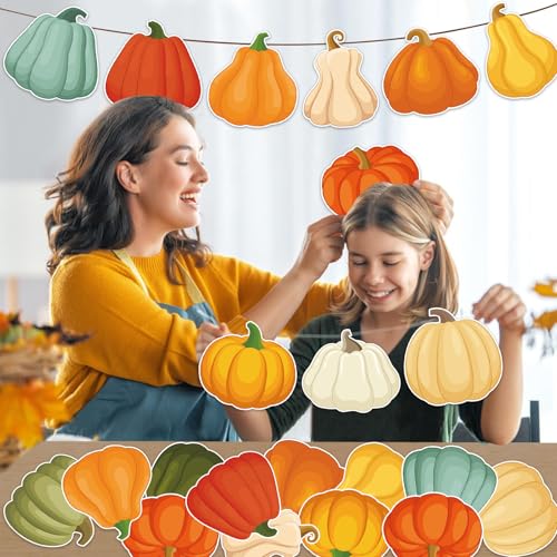 Image of 48Pcs Fall Pumpkin Cutouts Decorations, Colorful Thanksgiving Autumn Pumpkins Paper Cut Outs for Halloween Fall Thanksgiving Harvest Party Home Classroom Bulletin Border Chalkboard Wall Decor