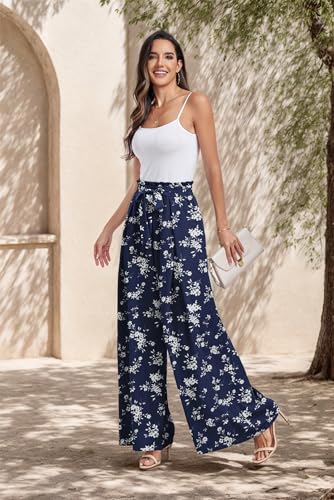 Lepunuo Wide Leg Pants for Women High Waisted Palazzo Pants Work Casual Flowy Tie Knot Trousers with Pockets3