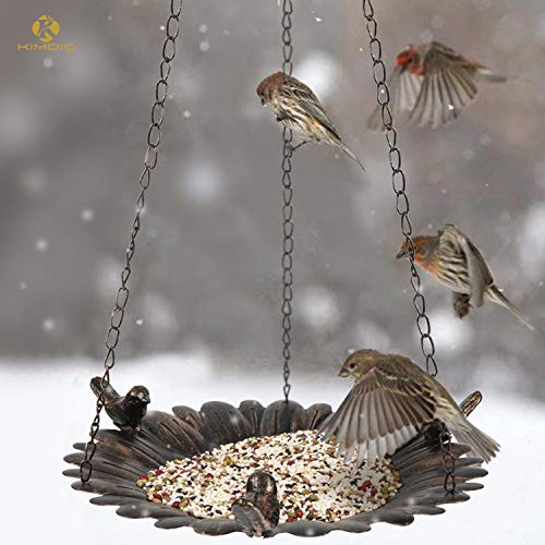 Kimdio Bird Feeder for Outside, Bird Baths for Outdoors, Feeders Hanging Tray, Seed Tray for Hanging, Outdoor Garden Backyard Decorative Great for Attracting Pet Hummingbird Feeder