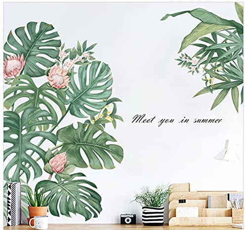 Palm Tree Wall Stickers Decals for Living Room Flower Wall Murals for Bedroom Tropical Plant Wall Decorations Room Decor Nursery Wall Decor Stickers & Murals 3D DIY Wall Art Peel and Stick