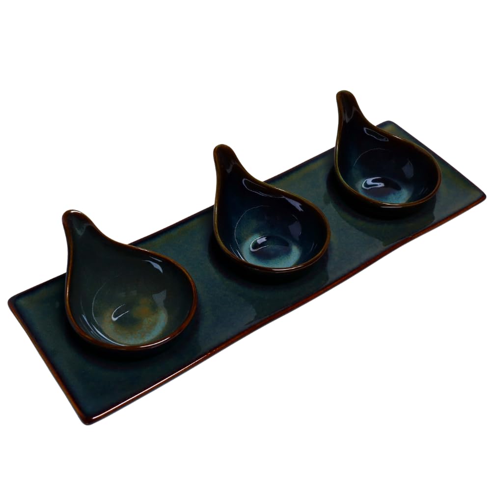RFWR® Serviesset Voor 4 Personen - 12-delige Keramieken Bordenset In Mediterraan Blauw Groen Goud