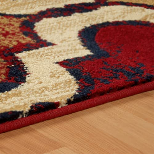 Superior Indoor Area Rug, Jute Backed, Perfect For Living/ Dining Room, Bedroom, Office, Kitchen, Entryway, Modern Geometric Trellis Floor Decor, Viking Collection, 8' X 10', Red Blue #TOP2