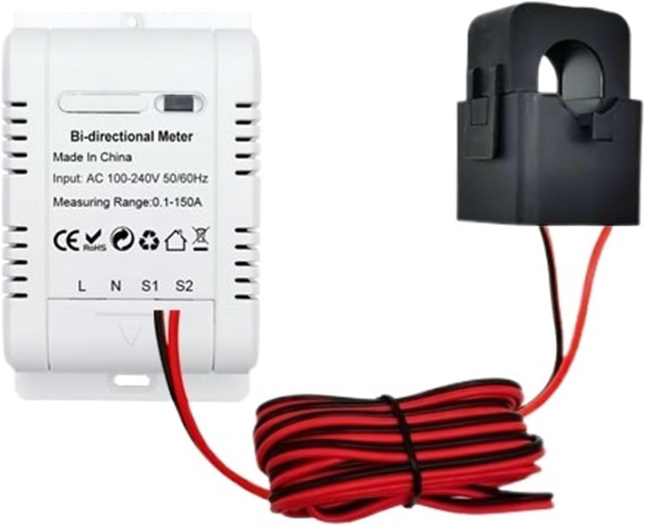 150A bidirectional energy meter with clamp-on current sensor