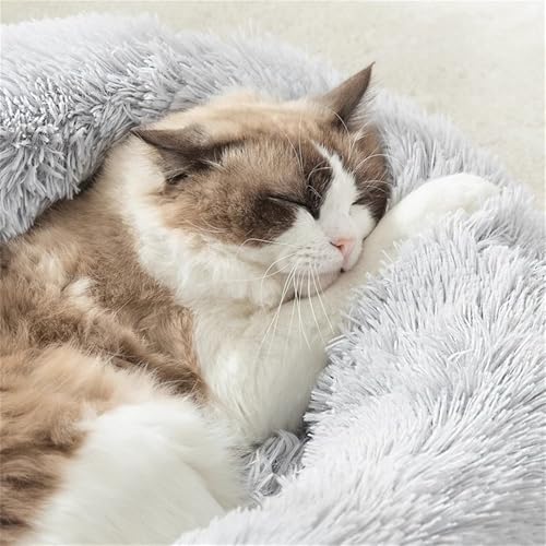 bergxperten Hundebett Fluffy Plus Das Original，Weiches Kuschelbett für Hunde und Katzen Maschinenwaschbar rutschfest Rundes Haustierbett mit Verdickter Füllung für Kleine und Große Haustiere