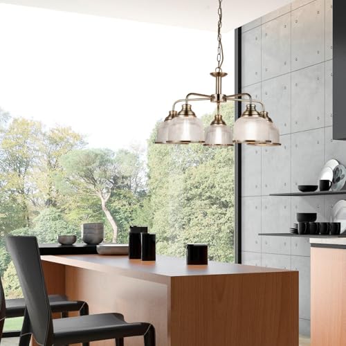 Searchlight Lampada Sospensione Bistro Ii 5 Luci Ottone/Vetro - 6