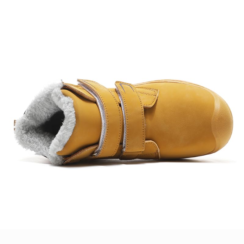 Kids Fleece-Lined High-Top Snow Boots-Waterproof Winter Shoes Easy On and Off2