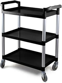 JF-XUAN Cart Hospital Trolley, Medical Supplies Rack,Medical Cart Tool 3 Tier Hotel Catering Cart with Wheel, Kitchen Dining Cart, Black Fast Food Restaurant Dish Cart, 70 Kg Capacity, 80Ã—42Ã—96cm