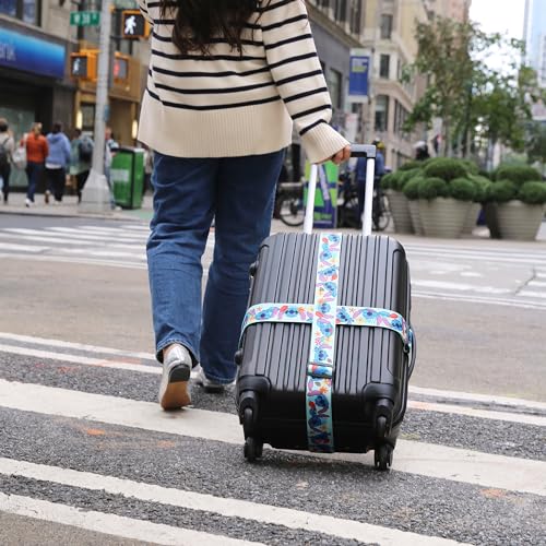 Disney Stitch Luggage Strap 2-Piece Set Officially Licensed, Adjustable Luggage Straps from 30'' to 72''2