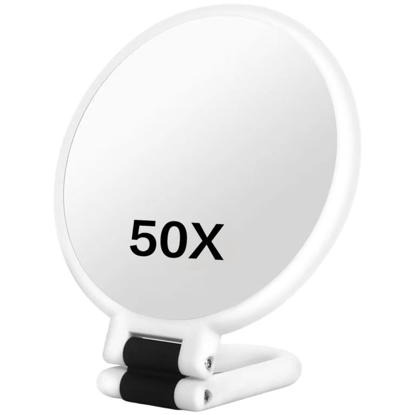 Latemeia Magnifying Mirror 50x, 5.3inch Double-Sided Magnifying Handheld Makeup Mirror, Portable Foldable Hand Mirrors for Desktop and Bathroom (White)