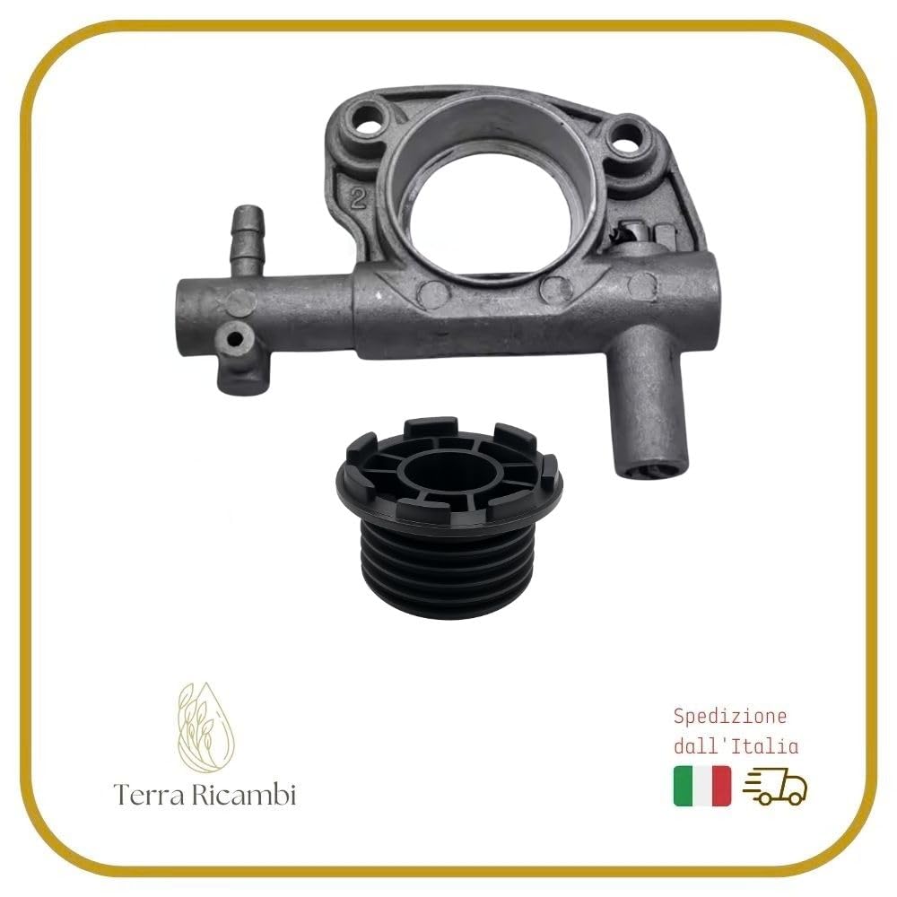 Terra Ricambi Pompa Olio Completa con Vite senza Fine 7 Denti per Motosega OLEO-MAC 936 940 947 952 ed EFCO 136 140 147 152 | Compatibile Motoseghe Originali e Cloni | Ricambio Professionale
