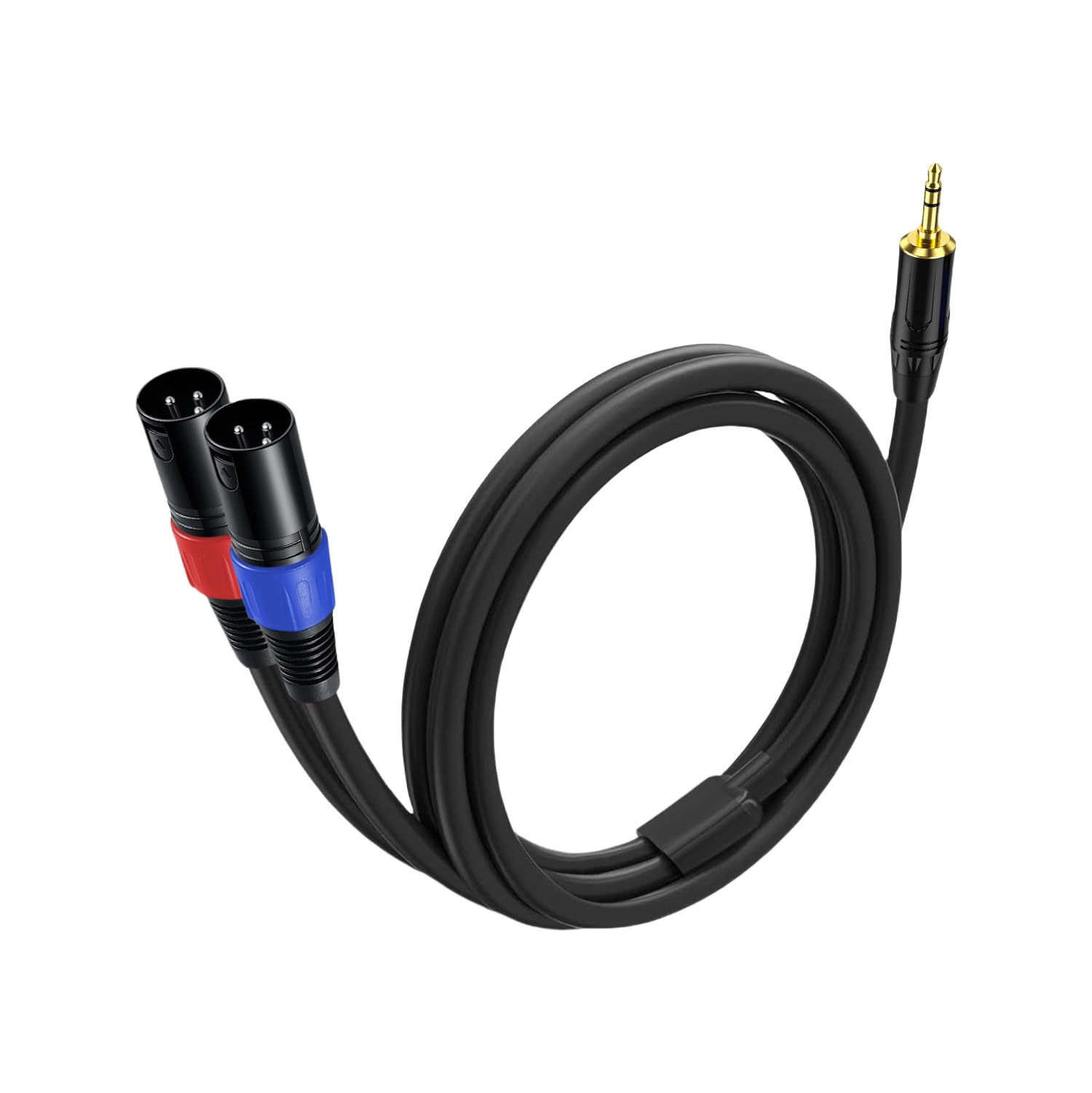 3,5 mm TRS auf 2 XLR-Kabel, 1,3 m, unsymmetrischer 1/8 TRS-Stecker auf Dual-XLR-Stecker, Y-Splitter Aux auf Dual-XLR-Breakout-Kabel, 24 K vergoldete Anschlüsse für Smartphone, Tablet, Laptop