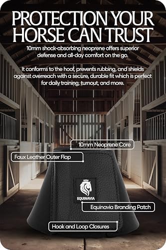 Image of Equinavia Toki Pull On Bell Boots for Horses, Durable Neoprene Equine Boots | Comfortable Horse Hoof Boots for Daily Turnout, Overreach Protection Hoof Boots, Equestrian Training Competition Show, Riding
