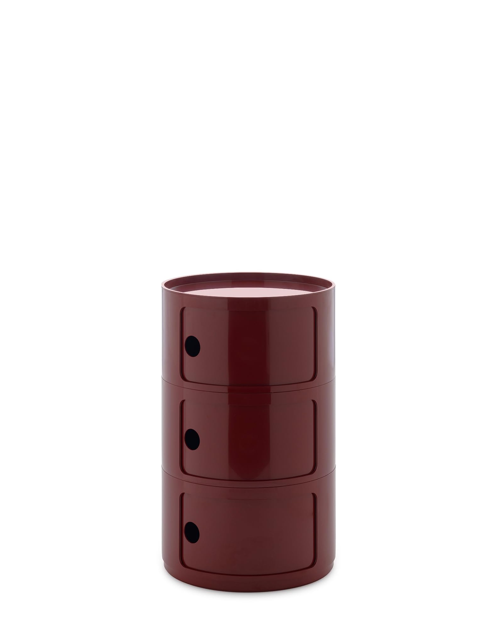 Kartell Componibili Big, Meuble Conteneur 3 éléments, Diamètre 42 cm, Bordeaux