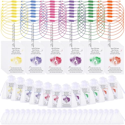 48 Set Gymnastics Gifts Set Gymnastics Bracelet Jewelry with Card Organza Pockets Adjustable Stainless Steel Dance Charm Rope Inspirational Team Gifts