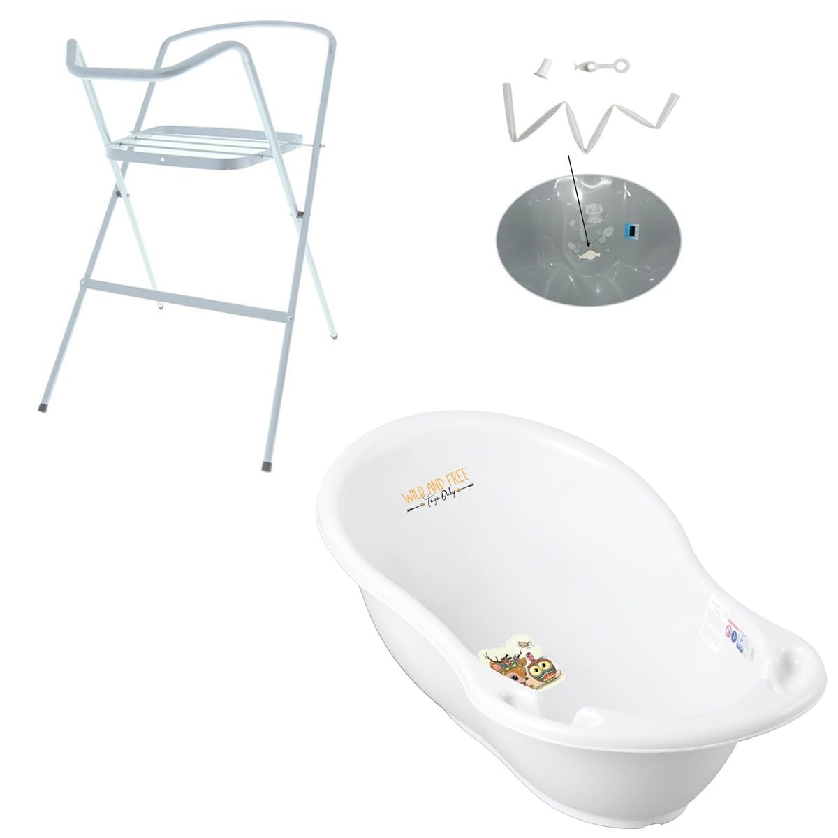 Bañera para bebé con termómetro (86 cm), color blanco