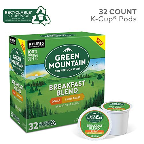 Image of Green Mountain Coffee Roasters, Breakfast Blend Decaf Coffee, Keurig Single-Serve K-Cup Pods, Light Roast, 32 Count (Pack of 4)