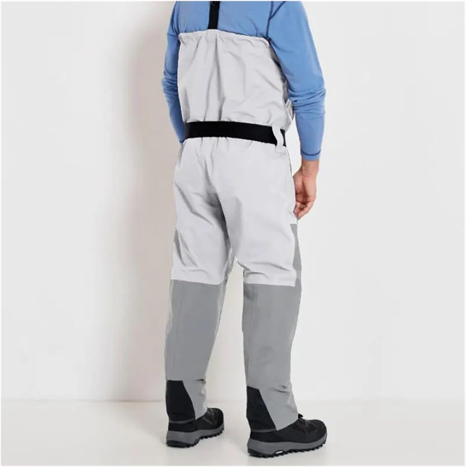 No Boots Zippered Chest Waders 4-Layers for Men with Latex Ankle Gaskets Waterproof Suit for Fishing Convertible
