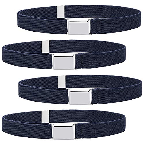 Buyless Fashion Kids Boys Toddler Adjustable Elastic Stretch Belt With Buckle - 4 Pack - 5122-Navy