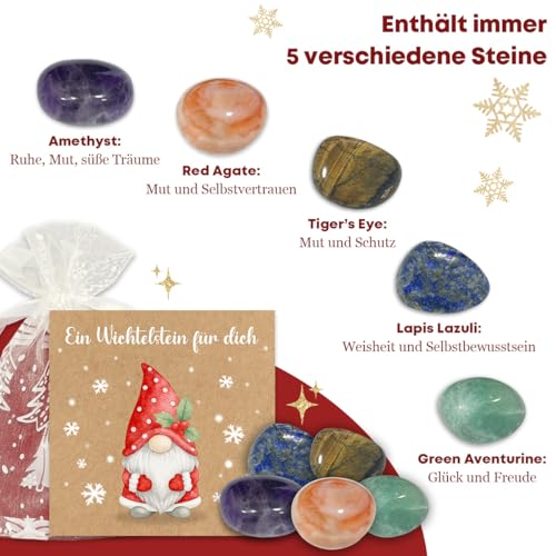 5 Wichtelgeschenk Glückssteine(1-3 cm), Nikolaus Geschenke Weihnachtsgeschenke für Kinder, Wichtelstein Wichtel Zubehör, Kleine Geschenke für Adventskalender Kinder, Give Aways Weihnachten Mitbringsel