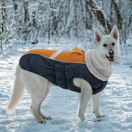 CITÉTOILE Hundemantel Wasserdichter, Hundejacke Winddichte Wintermantel Hund Outfit mit Reflektierender Streifen und Reißverschluss, Braun, S