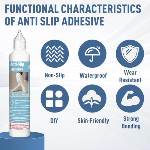 INNOVAYOU 3.5oz Sock Stop(Transparent), Anti-Rutsch Socken Kleber Transparente wasserdichte Gewebefarbe, Waschbar, Slip Socken Kleber passend für Socken, Haustier Socken, Decken