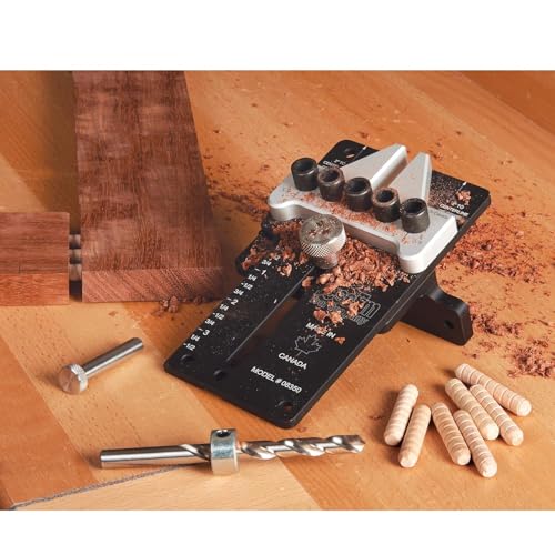 Image of JessEm 08350 3 /8 inch Dowelling Jig Precision Woodworking Joinery Tool with Main Body, Angle Guides and Hardened Drill Bushings