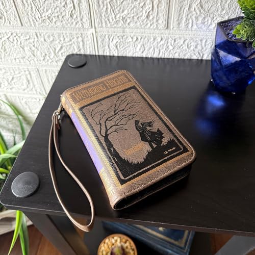 Image of Women's Bifold Wallet Wuthering Heights Book Wristlet, Brown 7 Inch