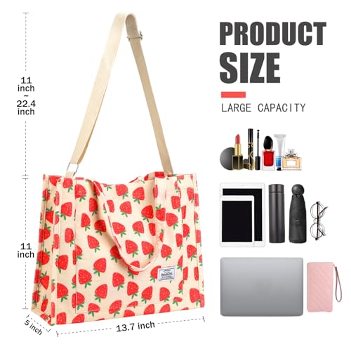 Image of Corduroy Tote Bag for Women Small Satchel Bag Mini Tote Bag Aesthetic Crossbody Handbag - School Work Travel Shopping