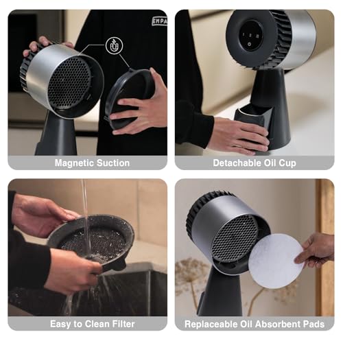 Image of Empava Portable Range Hood for Cooking, 3-Speed Desktop Kitchen Exhaust Fan for Indoor BBQ, Hot Pot and RV, Detachable Filter and Oil Cup, Grey