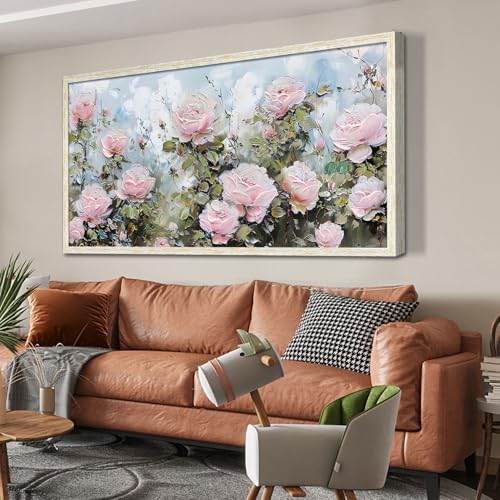 Ardemy Rose Canvas Wall Art - 40x20 Pink Floral