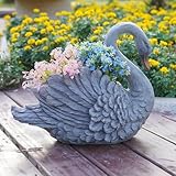 Unique Planters Swan Flower Pot Large β 18.5 Inch Planter Pots for Indoor Outdoor Concrete Finish Animal Swan Planters Resin Planter Garden Decoration Pot for Plants 18.5*9.75*14.5 Inch LC Lcdecohome
