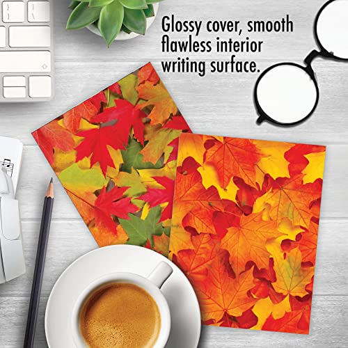 Image of The Best Card Company - 10 Beautiful Note Cards Blank (4 x 5.12 Inch) - Fall and Autumn Season, Boxed Notecard Assortment - Leaf a Message M2009