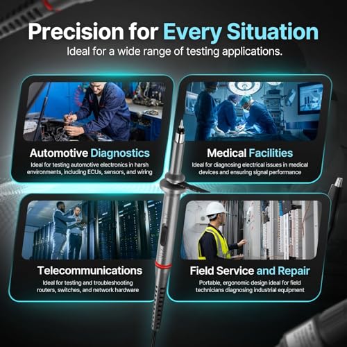 Hantek PP-150 Oszilloskop-Sonden, 100 MHz, inkl. Zubehör-Set, für HP Tektronix Hitachi 200 V-600 V, 2 Stück