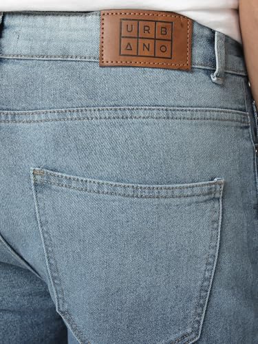 Image of Urbano Fashion Men's Straight Fit Heavy Washed Faded Denim Jeans Stretchable