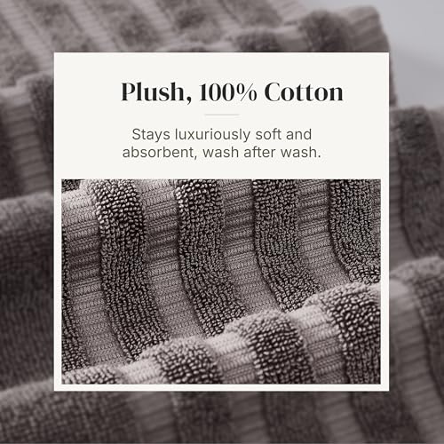 Image of Modern Threads 6 Piece Bath Towel Set - Bathroom Set with 2 Bath Towels, 2 Hand Towels, and 2 Wash Cloths - 100% Cotton, Super Absorbent & Extra Soft - Reversible Natural Vine (Gray)