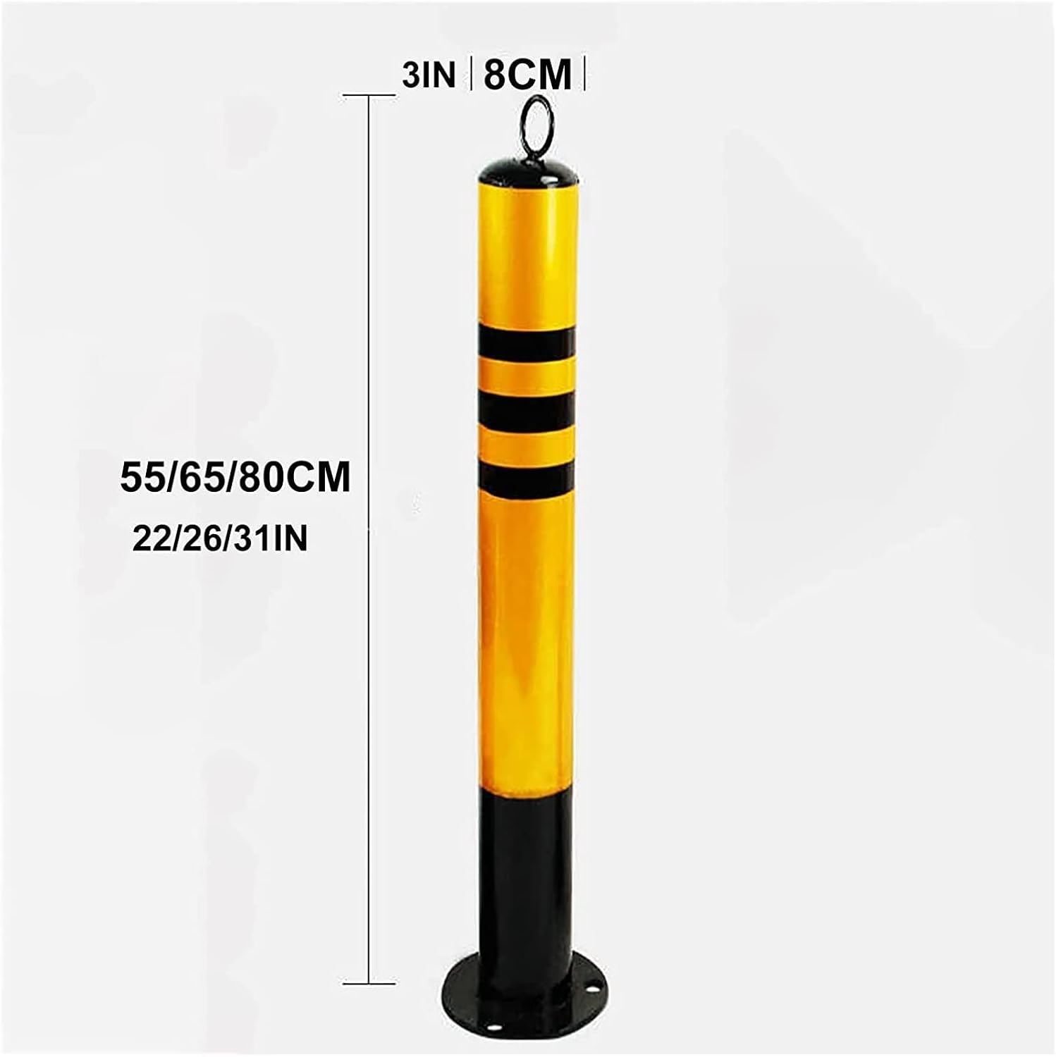 Reflective Yellow Safety Bollard Post - 65CM Round Barrier for Driveways, Home Garage & Traffic Areas - Durable Parking Pole for Enhanced Safety & Street Decor image 4