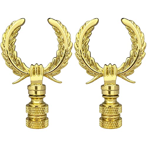 Image of Royal Designs, Inc. Decorative Laurel Wreath Finial for Lamp Shade, Polished Brass - Pack of 2
