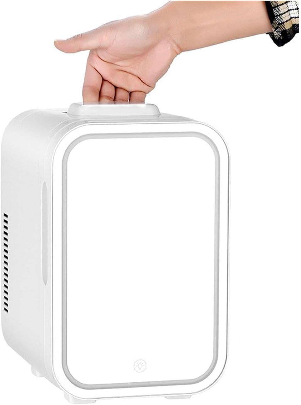 Mini Frigorifero con Specchio LED (8 Litri/8 lattine) Frigo Portatile Skiare da 12 V, Frigorifero e scaldavivande per Regalo di Natale, Sci, Bevande, Cibo, casa, Ufficio e Auto