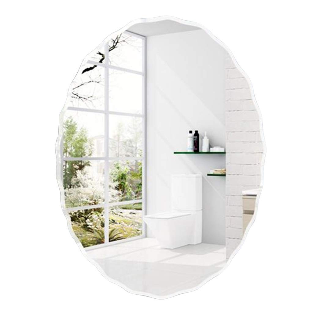 Miroir argenté ovale haut de gamme sans cadre pour un salon raffiné