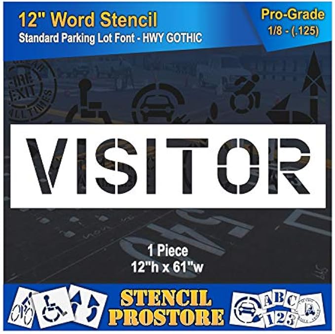Pavement Marking Stencils - 12 inch Visitor Stencil - 12" x 62" x 1/8'' (128 mil) - Pro-Grade