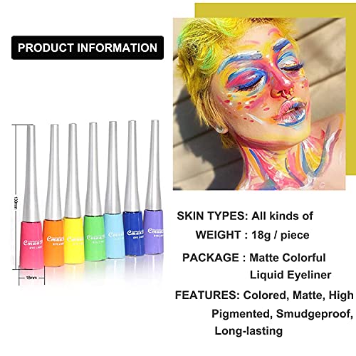 Matte Liquid Eyeliner, OCHILIMA Color Gel Eyeliner, Great Versatility Liquid Eyeliner Long Lasting Makeup Waterproof High Pigmented Colorful Eye Liner Pen for Women Girls (01# White) - Image 7