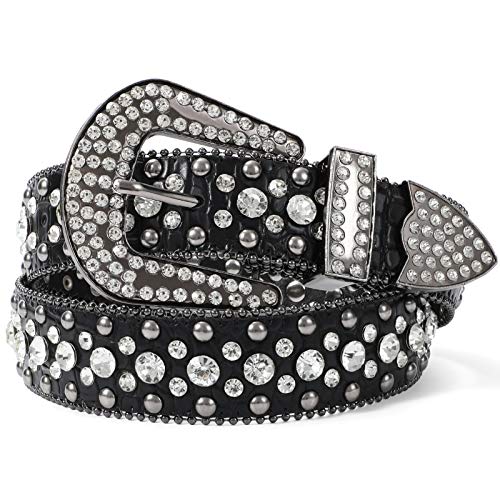 Fashion Rhinestone Belt for Women for Jeans, Western Cowgirl Studded Leather Belt, Ladies Bling Rhinestone Belt, Bling Rhinestone Belt for Women Cowgirl, Black Rhinestone Belt, Fit Pants Size 28"-32"