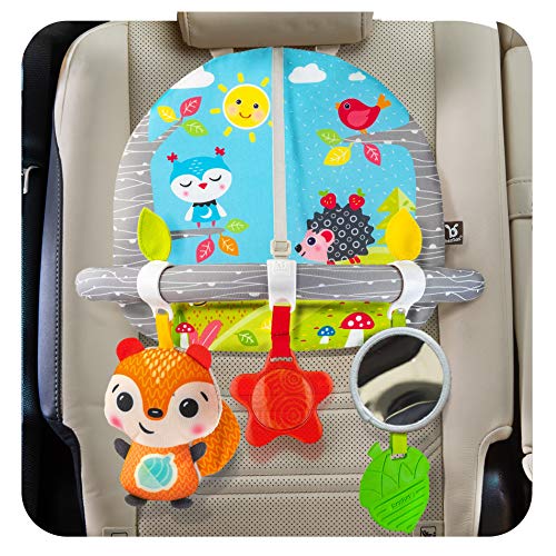 Image of BENBAT Car Seat Toys for Babies - Double Sided Rear Facing Carseat Toy with Baby Mirror for Infants Girls and Boys 0+ Month Blue
